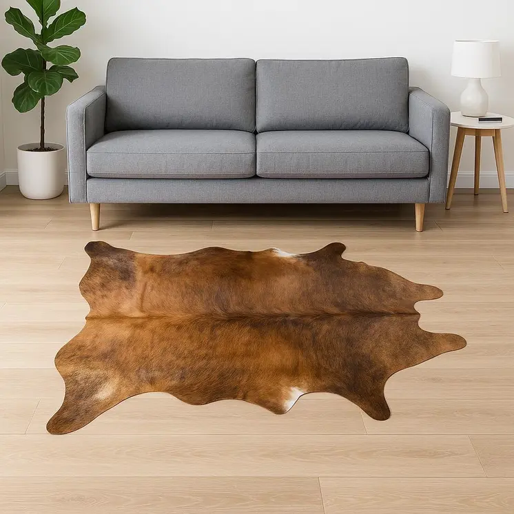 5' X 7' Brown Cowhide Hand Knotted Area Rug