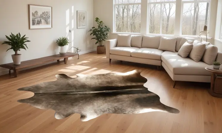 6' X 7' Brown Cowhide Hand Knotted Area Rug