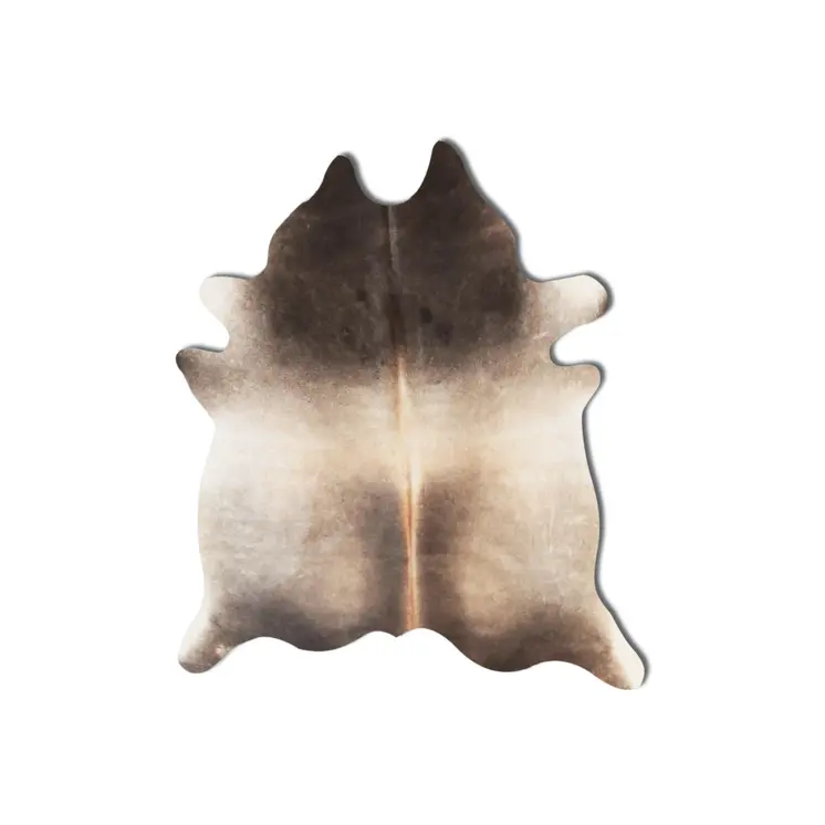 6' X 7' Gray and Ivory Genuine Cowhide Hand Knotted Area Rug