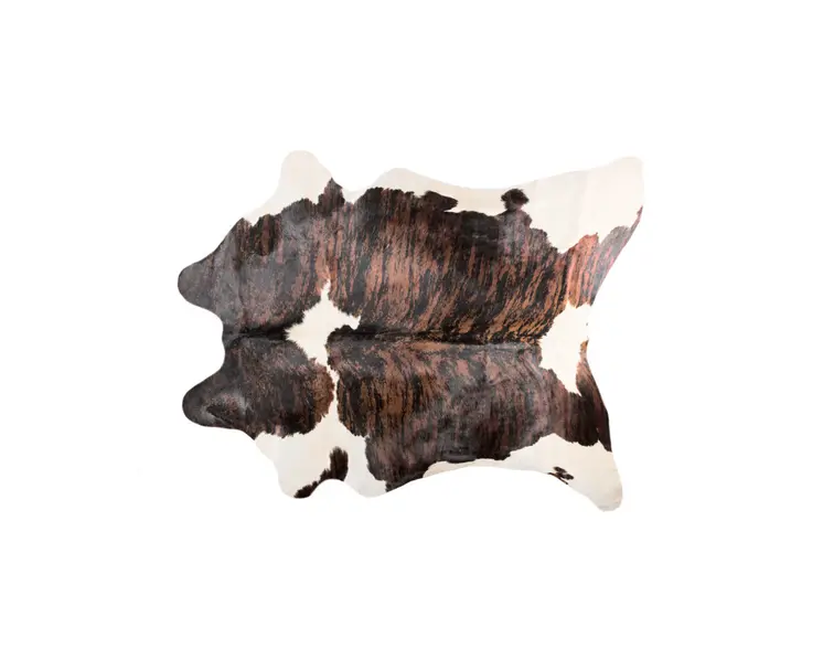 5' X 7' Brown and White Cowhide Hand Knotted Area Rug