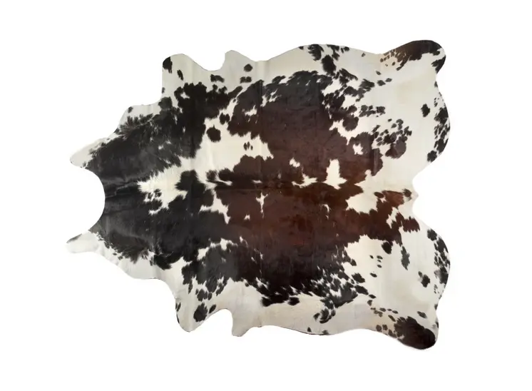 6' X 7' Brown Black and White Cowhide Hand Knotted Area Rug