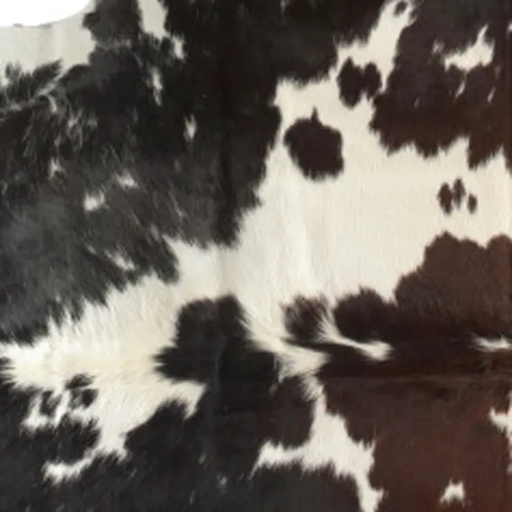 6' X 7' Brown Black and White Cowhide Hand Knotted Area Rug