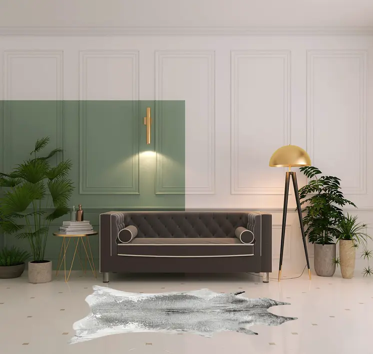 6' X 7' Gray and White Cowhide Hand Knotted Area Rug