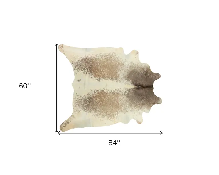5' X 7' Brown and White Cowhide Hand Knotted Area Rug