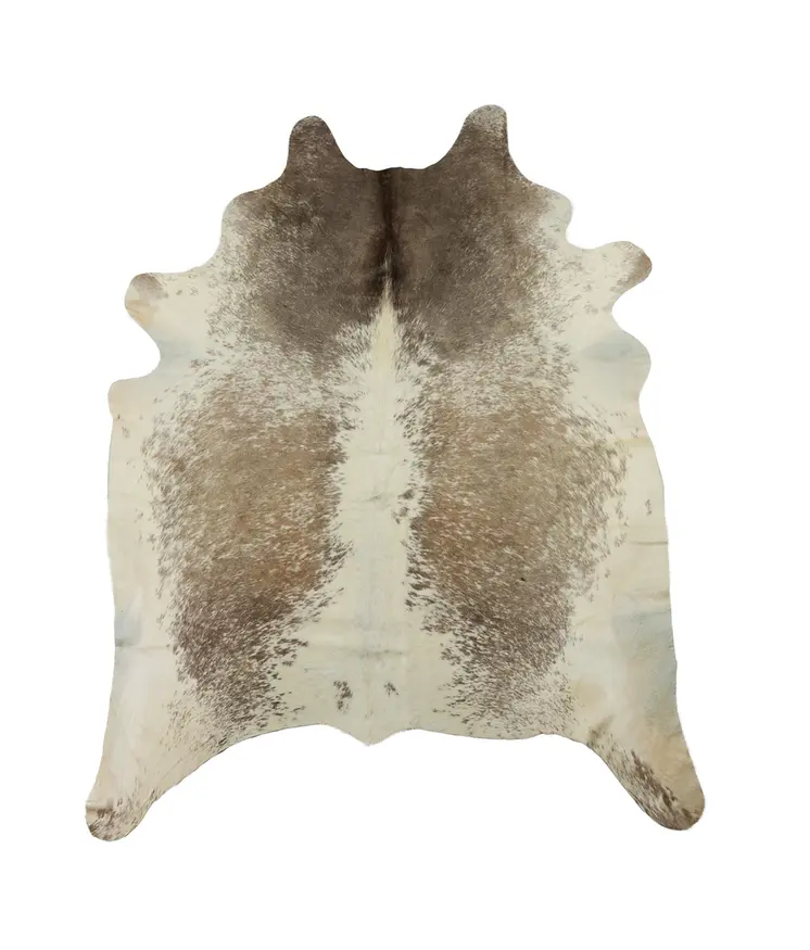 6' X 7' Brown and White Cowhide Hand Knotted Area Rug