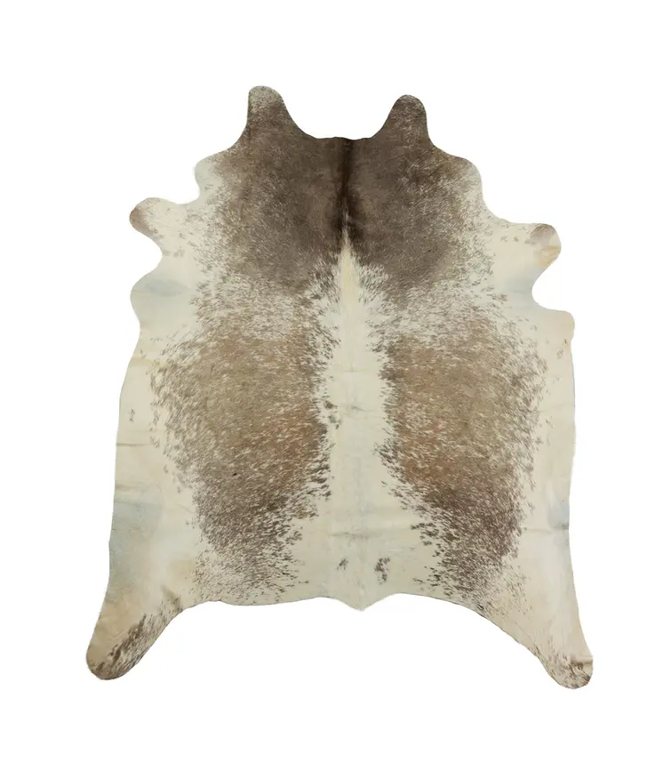 6' X 7' Brown and White Cowhide Hand Knotted Area Rug