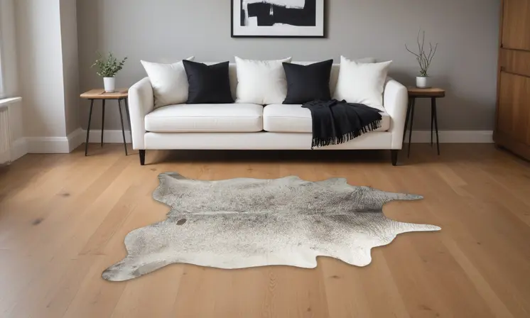 5' X 7' Taupe and Ivory Cowhide Hand Knotted Area Rug