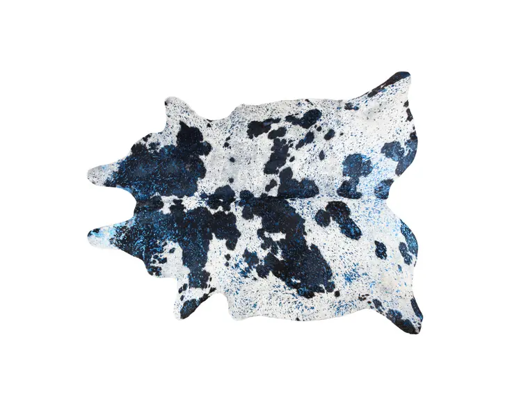 6' X 7' Black and White Cowhide Hand Knotted Area Rug