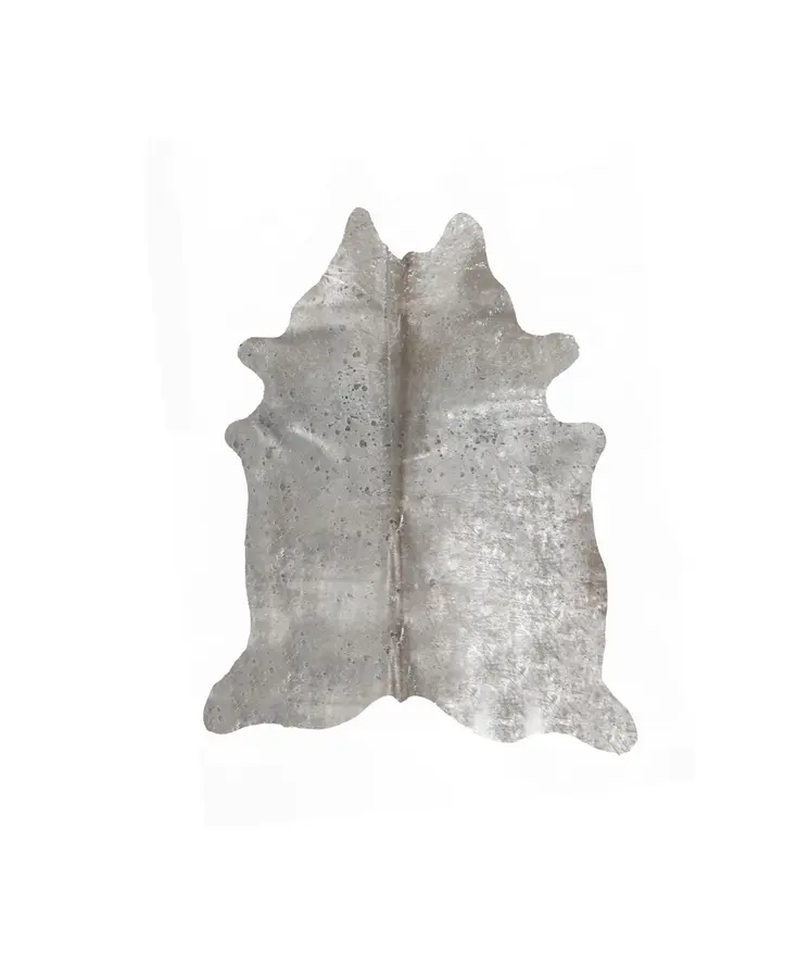 5' X 7' Gray and Silver Genuine Cowhide Hand Knotted Area Rug