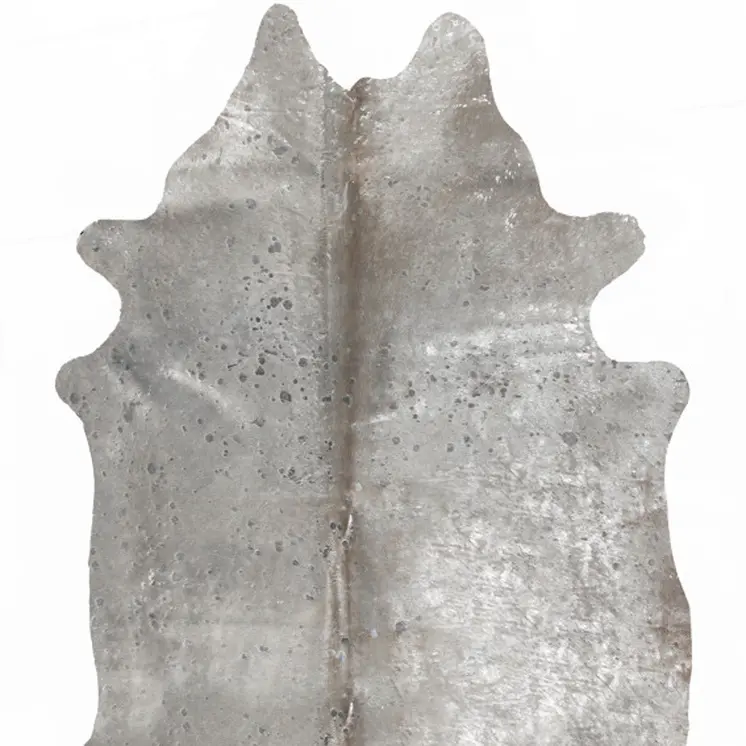 5' X 7' Gray and Silver Genuine Cowhide Hand Knotted Area Rug