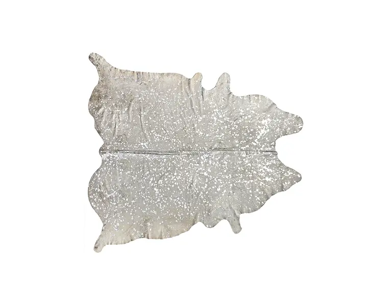 6' X 7' Silver and Ivory Cowhide Hand Knotted Area Rug