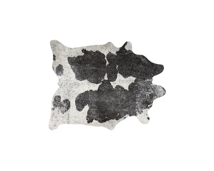 5' X 7' Black and White Cowhide Hand Knotted Area Rug