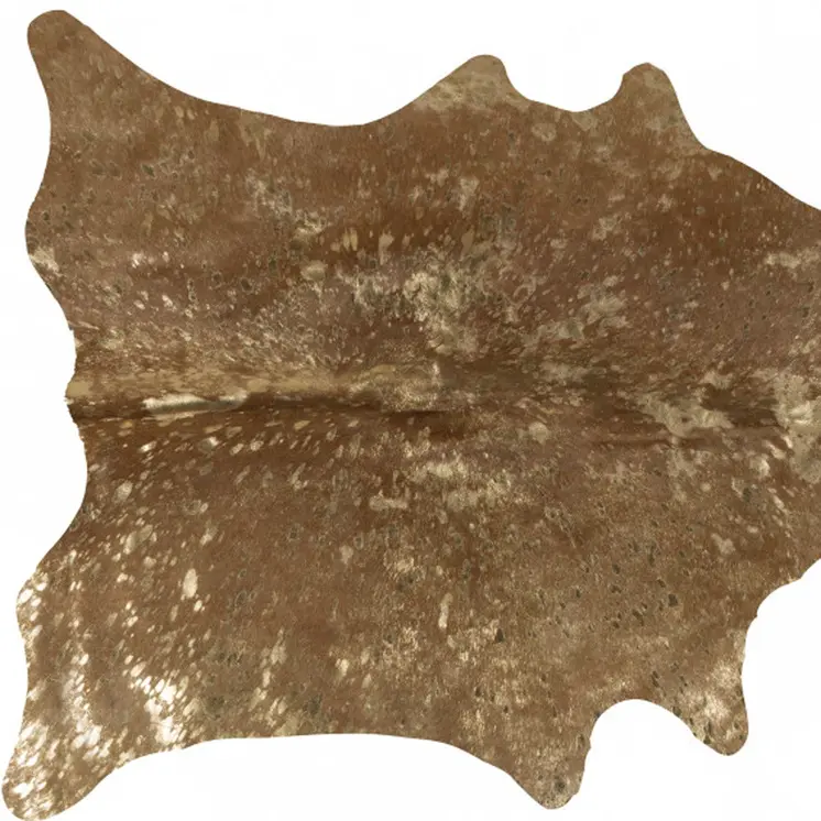 5' X 7' Gold and Brown Cowhide Hand Knotted Area Rug