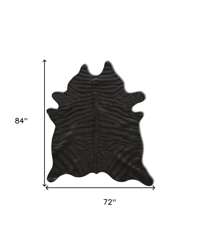5' X 7' Black Cowhide Hand Knotted Area Rug