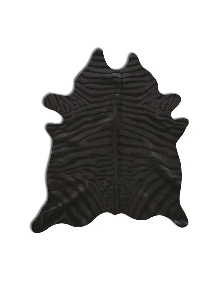 5' X 7' Black Cowhide Hand Knotted Area Rug