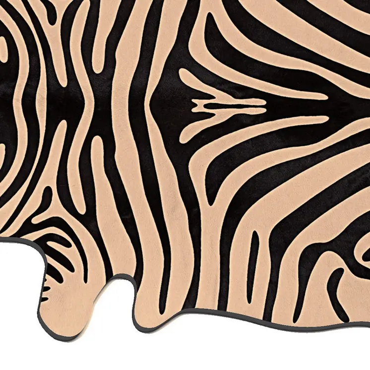 5' X 7' Black and Tan Zebra Print Genuine Cowhide Handmade Area Rug
