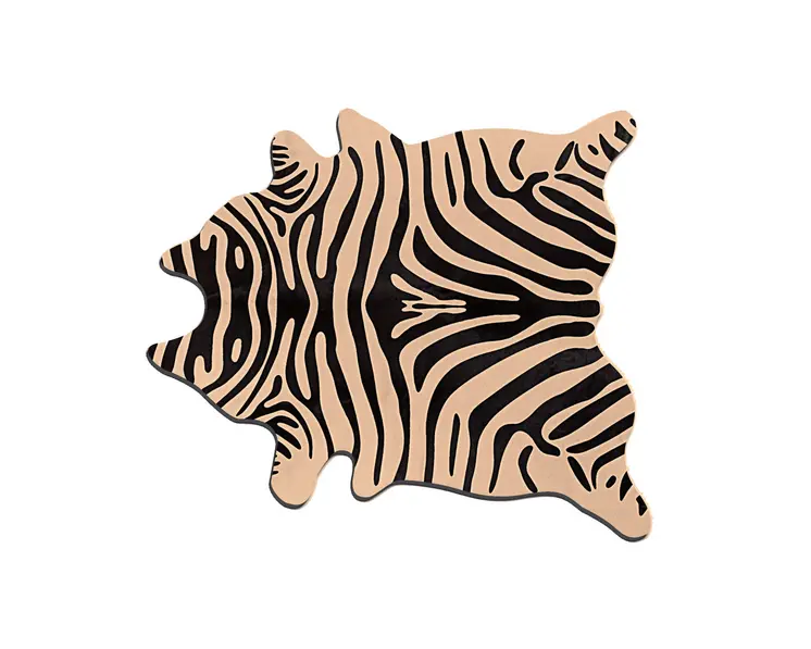 5' X 7' Black and Tan Zebra Print Genuine Cowhide Handmade Area Rug