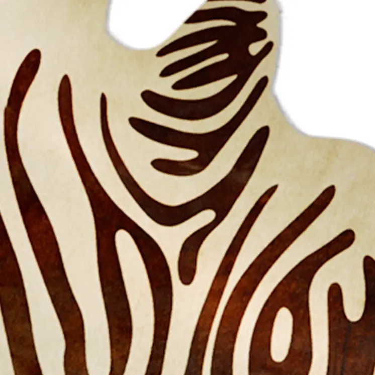 6' X 7' Natural and Brown Zebra Print Genuine Cowhide Area Rug