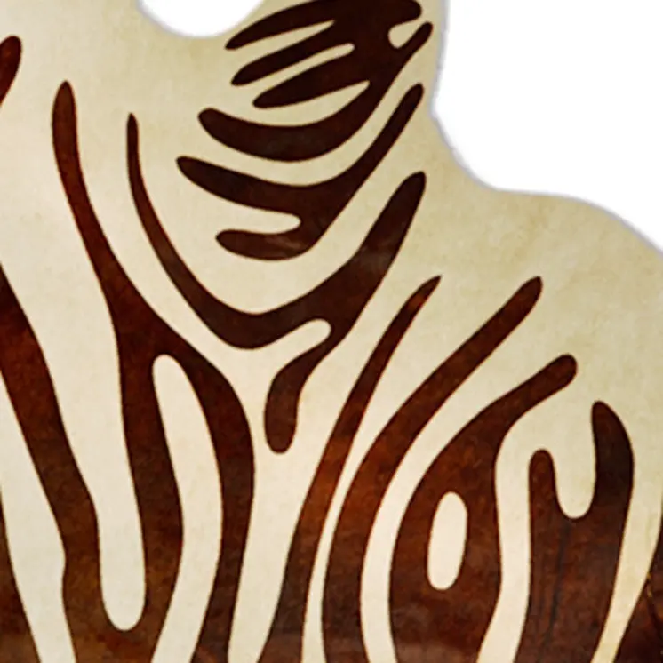 6' X 7' Natural and Brown Zebra Print Genuine Cowhide Area Rug
