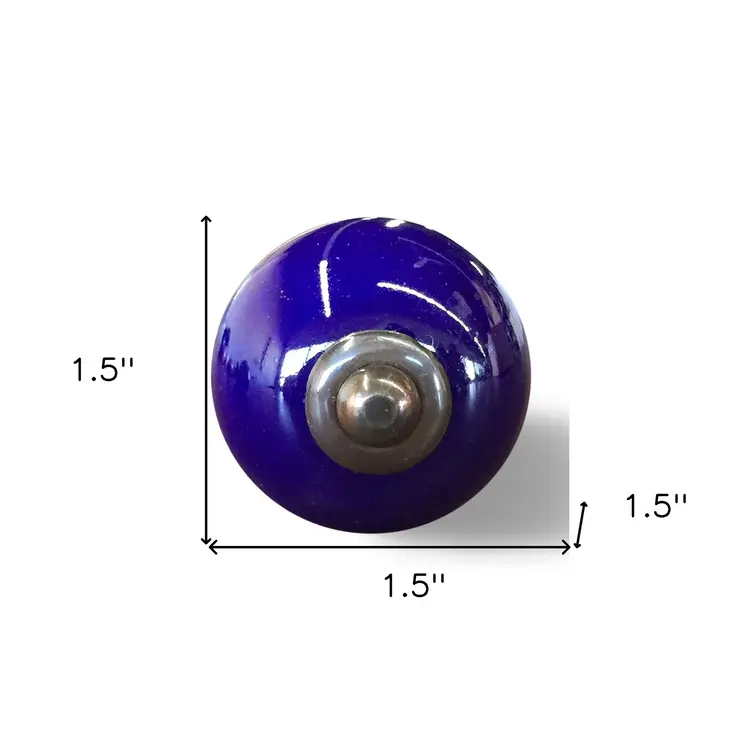 Set of Eight Purple And Gray Ceramic And Metal Drawer Pull Knobs