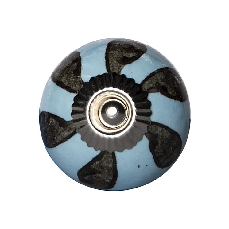Set of Eight Blue And Gray Ceramic And Metal Drawer Pull Knobs