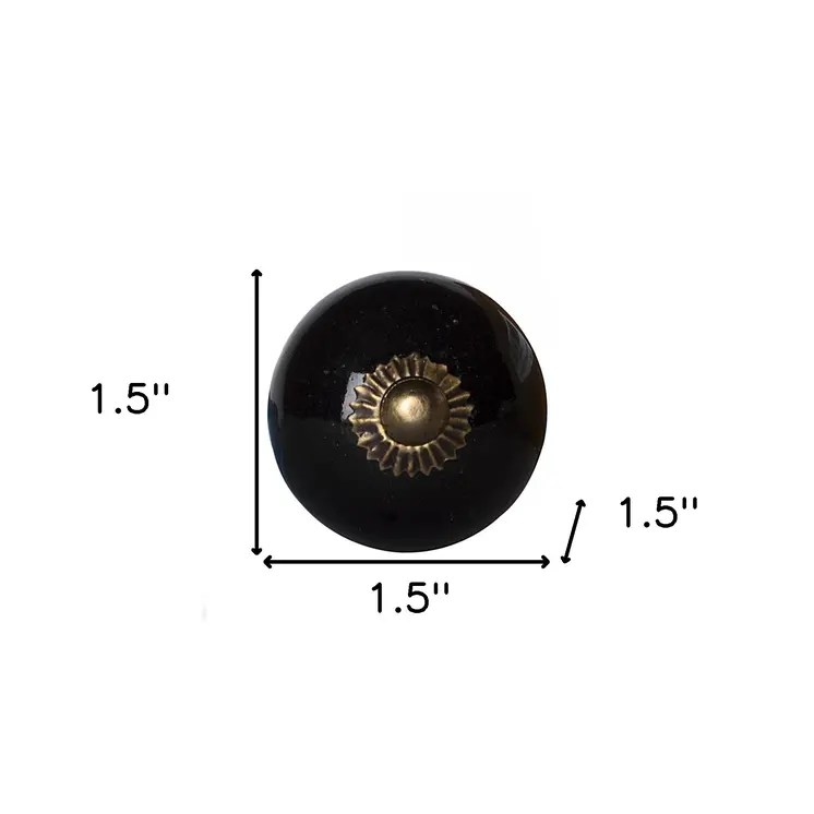 Set of Eight Brown And Black Ceramic And Metal Drawer Pull Knobs
