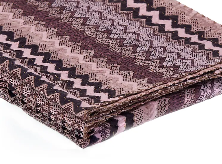 50" X 70" Pink And Black Cotton Quilted Chevron Plush Throw Blanket
