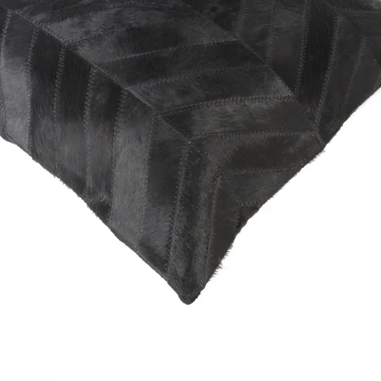 Set of Two 18" Black Chevron Cowhide Throw Pillows