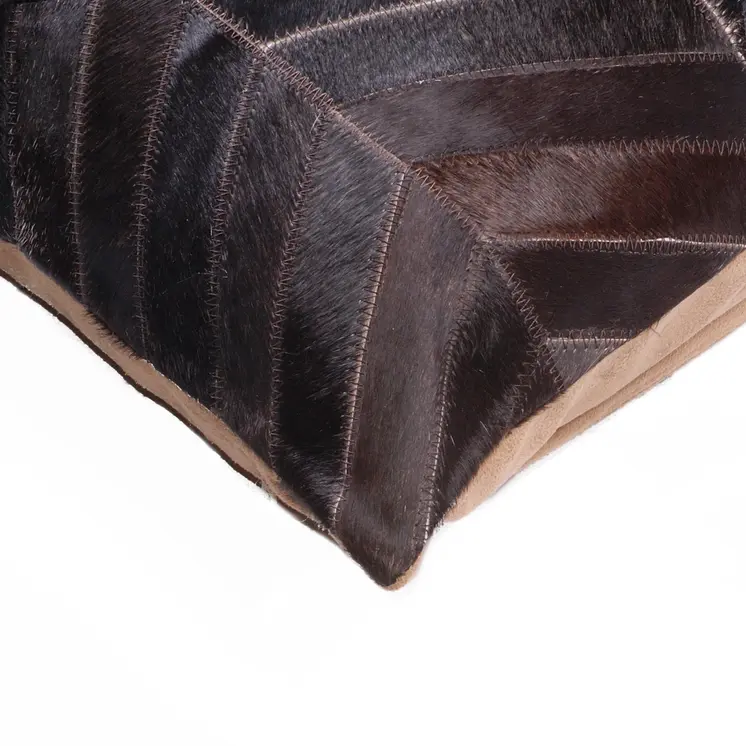Set of Two 18" Chocolate Chevron Cowhide Throw Pillows