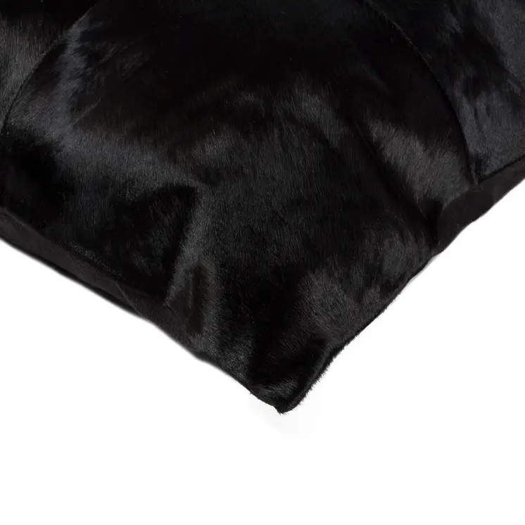 Set of Two 18" Black Cowhide Throw Pillows