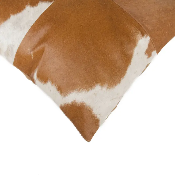 Set of Two 18" Brown and White Cowhide Cowhide Throw Pillows