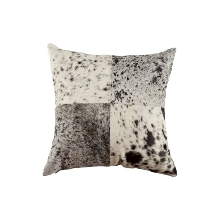 Set of Two 18" Black and White Cowhide Throw Pillows
