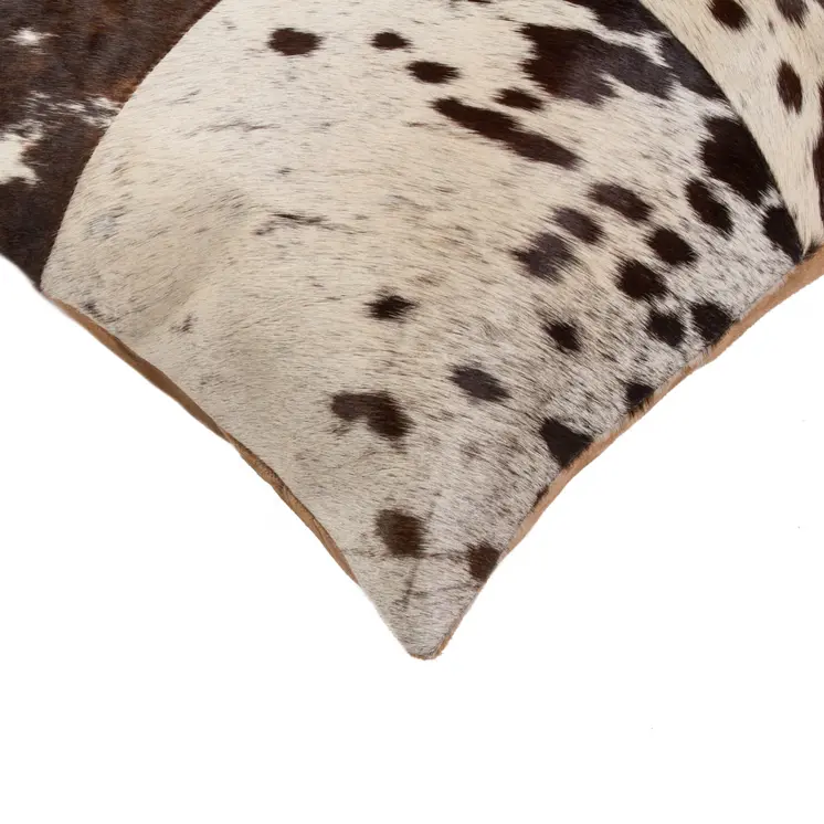 Set of Two 18" Chocolate and White Cowhide Cowhide Throw Pillows