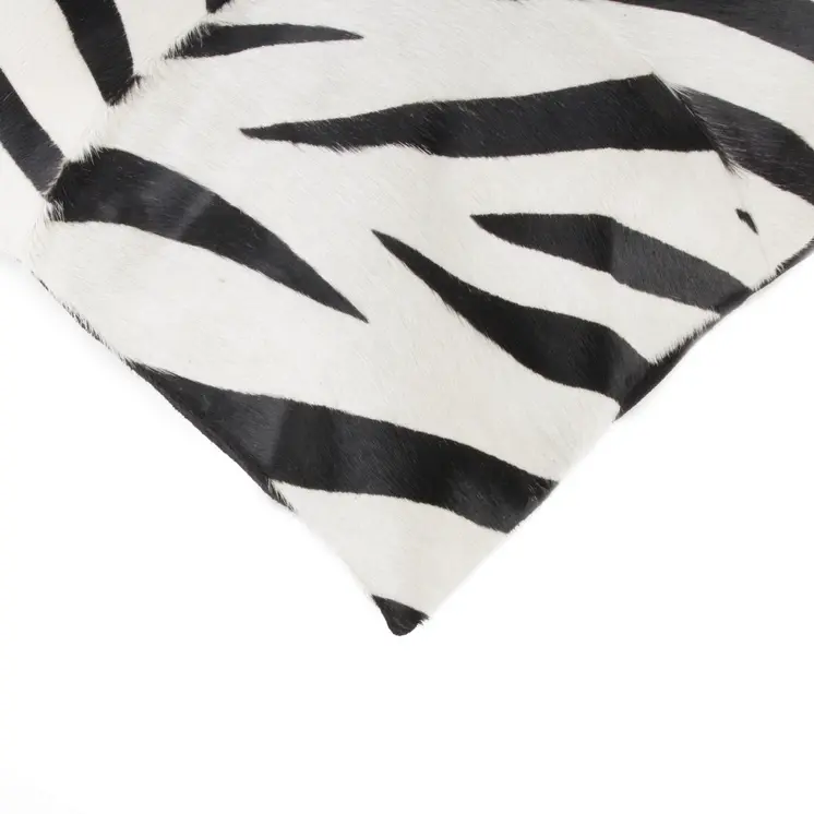 Set of Two 18" White and Black Zebra Cowhide Throw Pillows