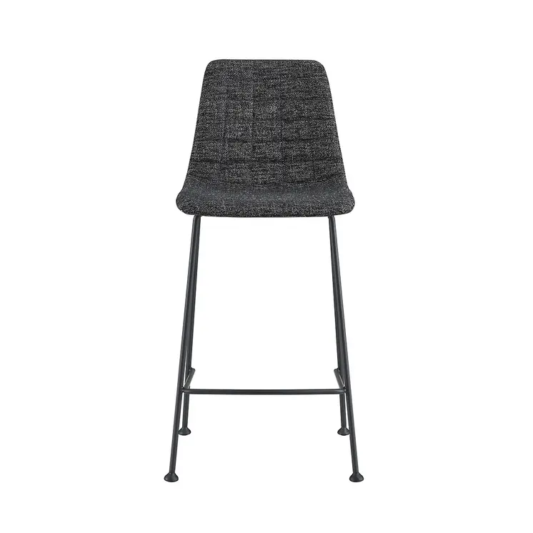 Set of Two 26" Black Fabric and Steel Low Back Counter Height Bar Chairs