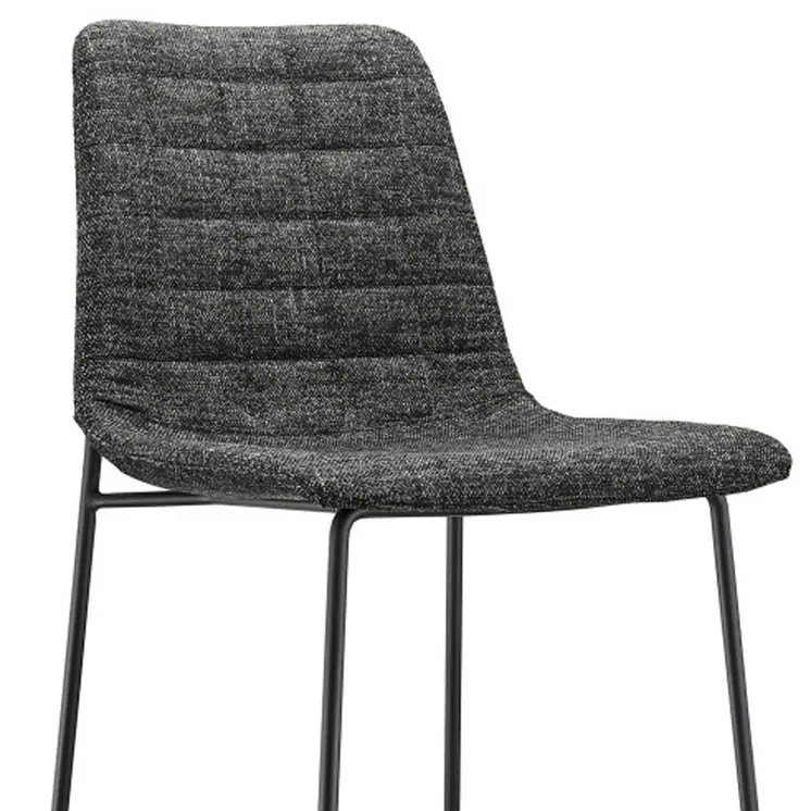 Set of Two 26" Black Fabric and Steel Low Back Counter Height Bar Chairs
