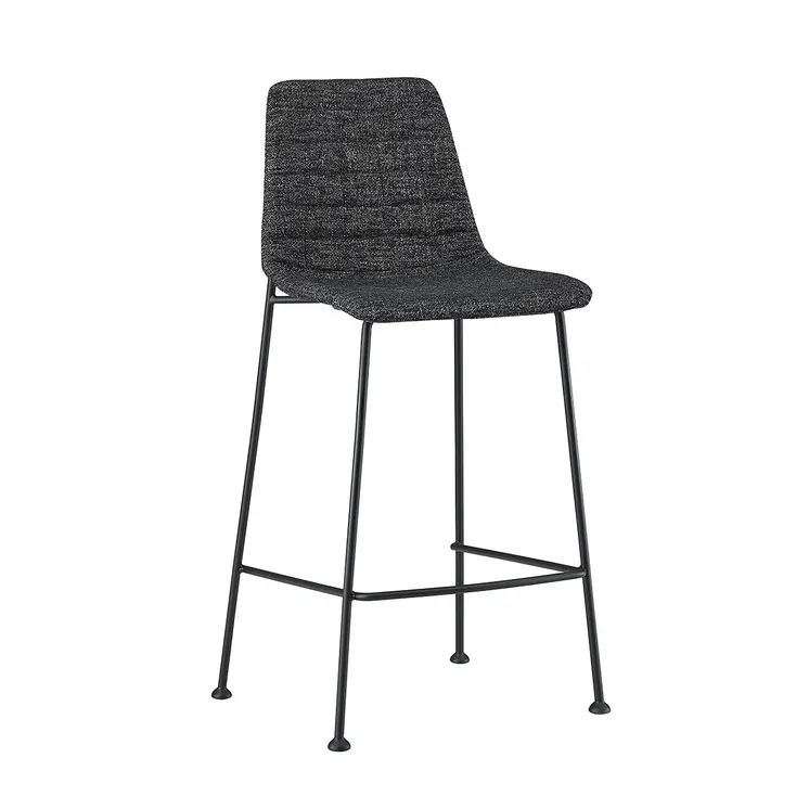Set of Two 26" Black Fabric and Steel Low Back Counter Height Bar Chairs