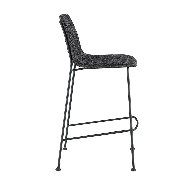 Set of Two 26" Black Fabric and Steel Low Back Counter Height Bar Chairs