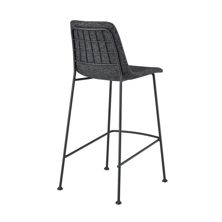 Set of Two 26" Black Fabric and Steel Low Back Counter Height Bar Chairs