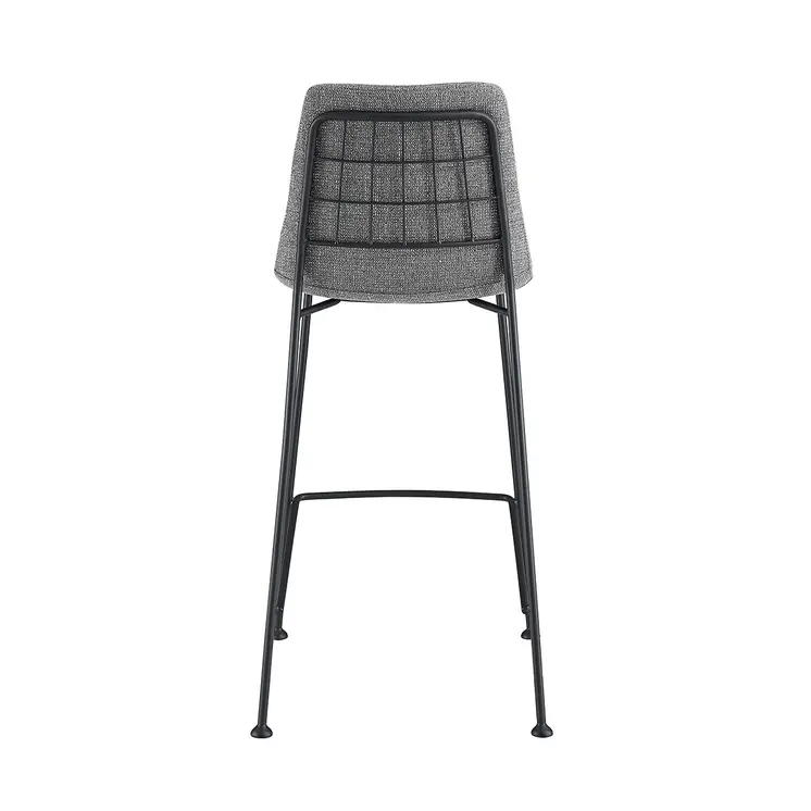 Set of Two 26" Light Gray and Black Fabric and Steel Low Back Counter Height Bar Chairs