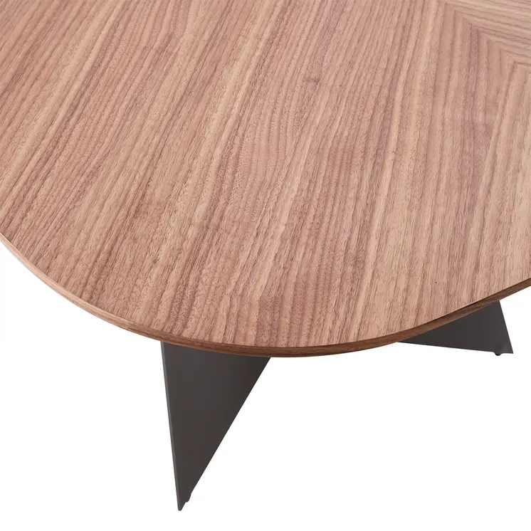 79" Brown and Black Wood And Steel Double Pedestal Base Dining Table
