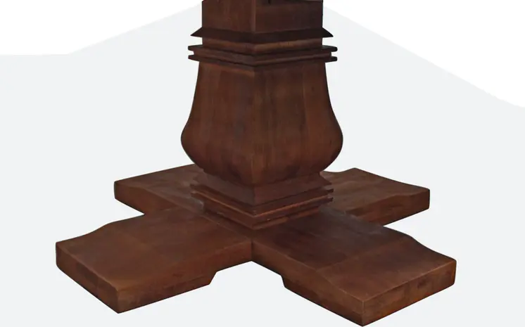 58" Brown Solid Wood Pedestal Base Round Top Dining Table