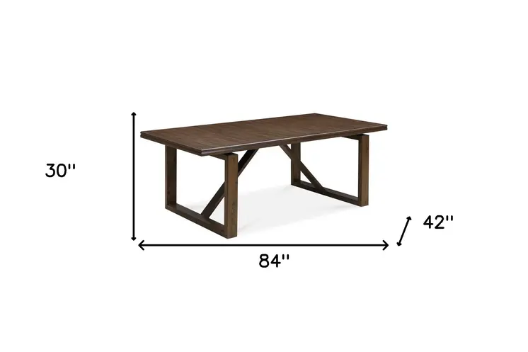 84" Dark Brown Wood Sled Base Dining Table