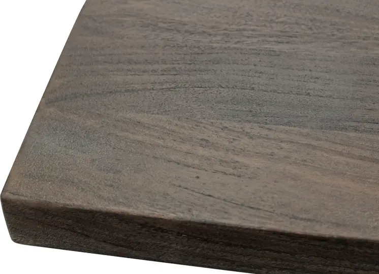 60" Dark Brown and Black Solid Wood and Iron Frame Base Square Dining Table