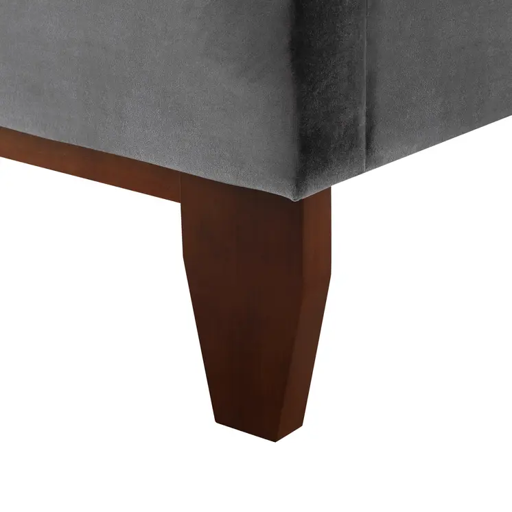 Gray Solid Wood Twin Tufted Upholstered Velvet Bed