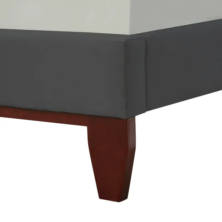 Gray Solid Wood Queen Tufted Upholstered Linen Bed