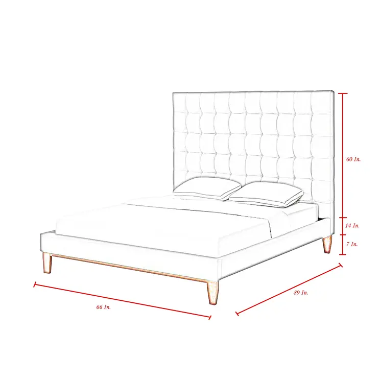 Gray Solid Wood Queen Tufted Upholstered Linen Bed
