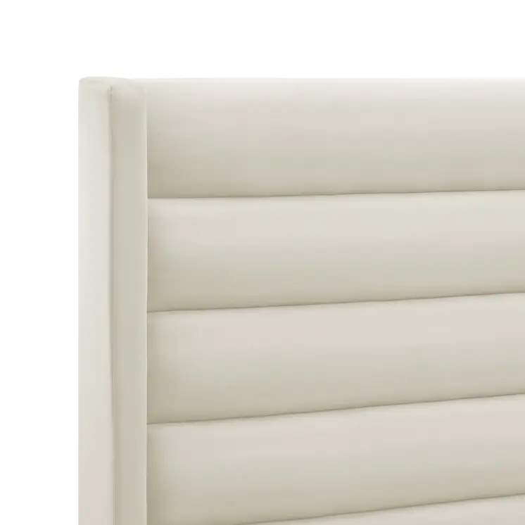 Cream Velvet Upholstered Queen Bed Frame