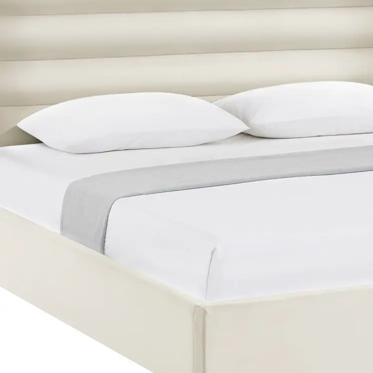 Cream Velvet Upholstered Queen Bed Frame