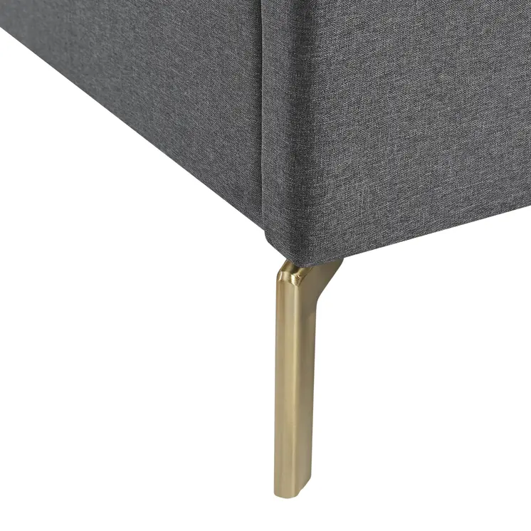 Gray Linen Upholstered Queen Bed Frame